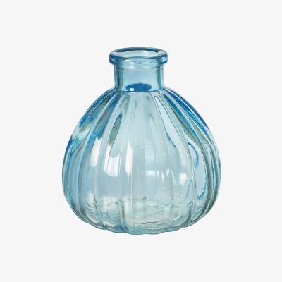The Range Glass Ribbed Ball Vase - Blue / 9cm