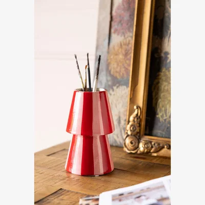 Rockett St George Red & Pink Stripe Flower Vase