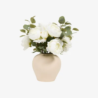 The Range Peony and Eucalyptus Large Vase Arrangement - Cream
