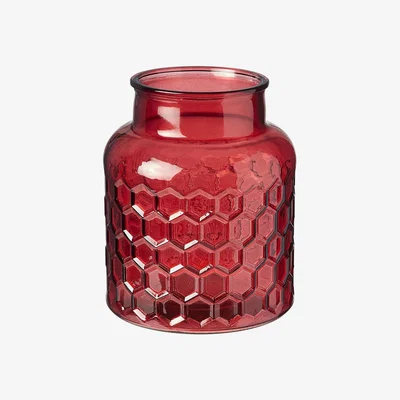 The Range Red Honeycomb Textured Glass Vase - Red