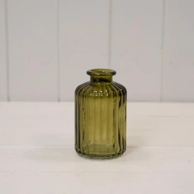The Range Olive Green Ribbed Glass Bottle - Olive