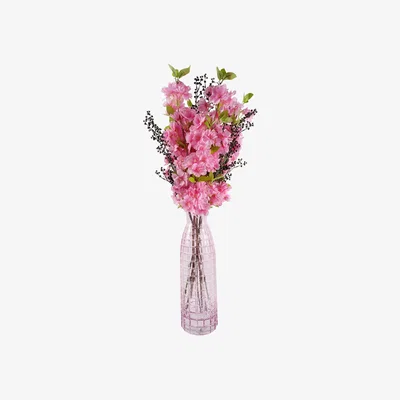 The Range Pink Artificial Blossom and Berries Glass Vase - Pink Blossom Berries Glass Vase