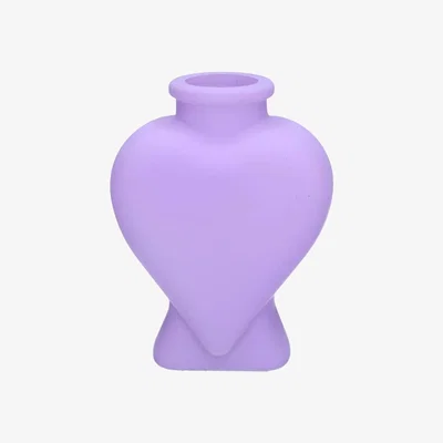 The Range Glass Heart Shaped Vase H11.2cm - Matt Lavender
