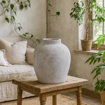 The Range Terra Textured Stoneware Vase - Stone