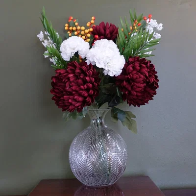 The Range Red Chrysanthemum Glass Ball Vase - Red Chrysanthemum Glass Vase