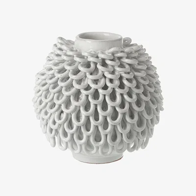 The Range White Terracotta Loop Vase - White