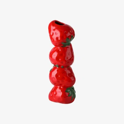 The Range Stacked Strawberry Stem Vase - Red