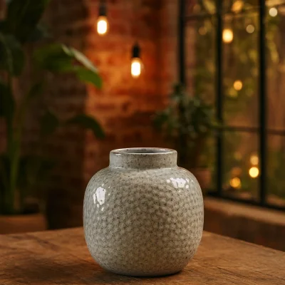 The Range Moss Dimple Small Ceramic Vase - White