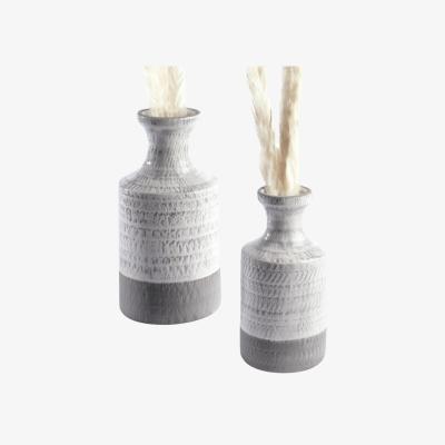 The Range Set Of 2 Grey  White Ceramic Vase - Grey