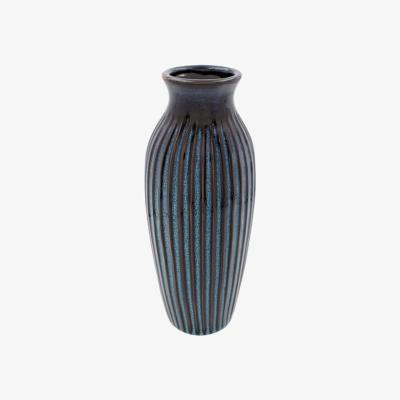 The Range Ribbed Narrow Vase  - Blue