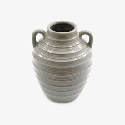 The Range Grey Stone Ribbed Vase with Handles  - Grey