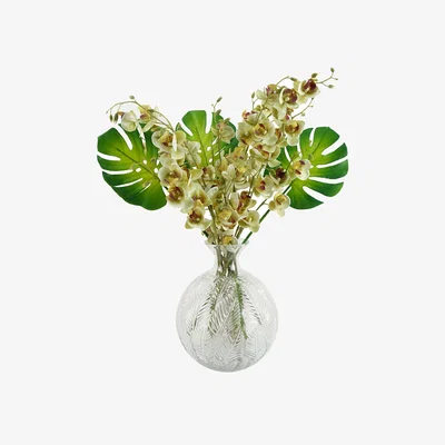 The Range Tropical Orchid Display with Glass Ball Vase - Tropical Orchid Glass Vase