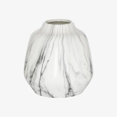 The Range Unique Marble Olpe Vase Timeless Elegance - White