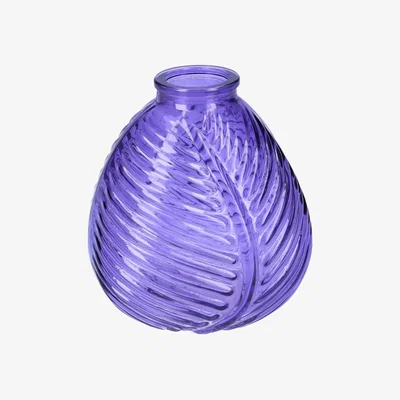 The Range Glass Flora Leaf Finish Vase - Purple