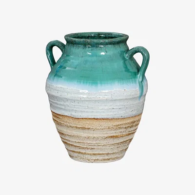 The Range Hill Interiors Fen Amphora Vase - White/Light Green/Brown