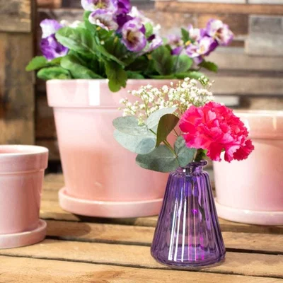 The Range Pyramid Glass Bottle Bud Vase 10cm - Lilac