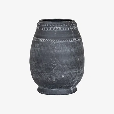 The Range Hill Interiors Etched Collection Tall Vase - Black