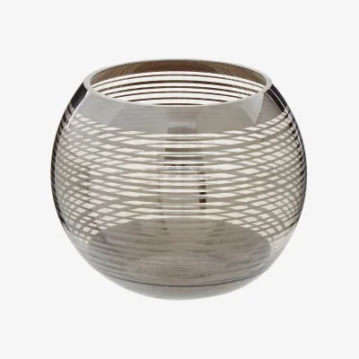 The Range Cayden Small Smoked Black And Silver Vase - Glass 100%