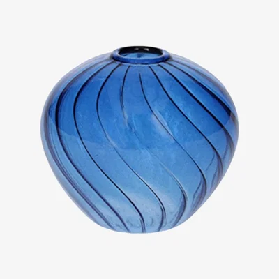 The Range Glass Swirl Pattern Decorative Bud Vase H7cm - Cobalt Blue