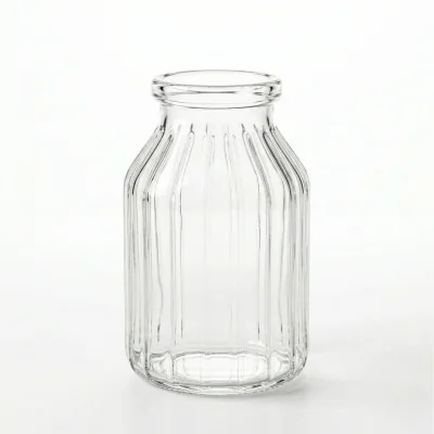 The Range Textured Glass Bottle Vase with Flared Rim 16.5cm - Clear