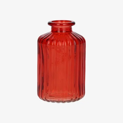 The Range Mini Ribbed Decorative Glass Bud Vase - Cherry Red