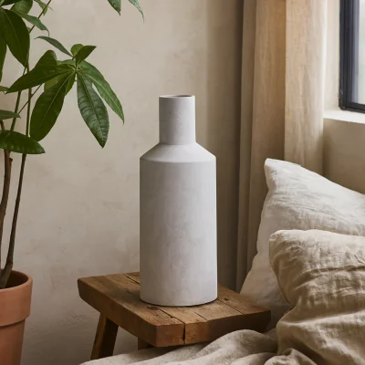 The Range Terra Stoneware Textured Bottle Vase - Stone