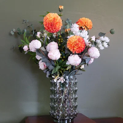 The Range Dahlia Peony Artificial Foliage Retro Vase - Dahlia Peony Foliage Retro Vase