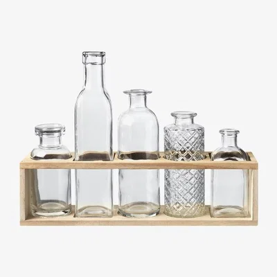 The Range Decorative Vases with Wooden Frame - Clear