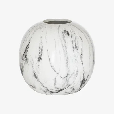 The Range Marble Pudding Elegant Vase For Faux Flowers - White