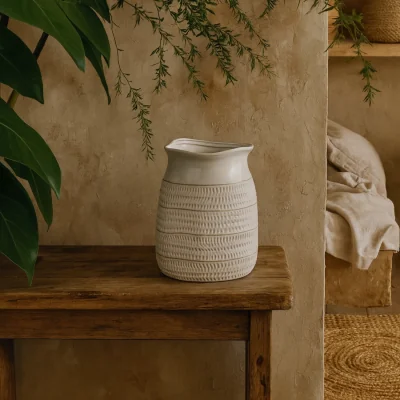The Range Saffron Cylinder Hewn Ceramic Vase - White