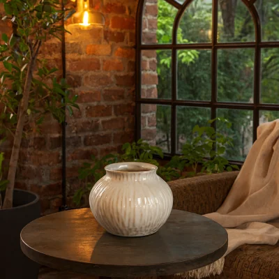 The Range Windmere Squat Glazed Ceramic Vase - White