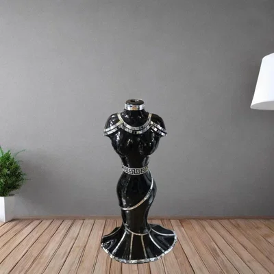 The Range Italian Sparkly Vase Romany Mirrored Mosaic Lady Shape Black - Black
