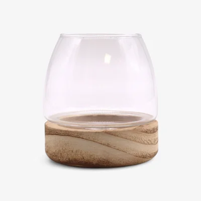 The Range Mini Tung Wood Glass Terrarium Vase for Plants - Brown