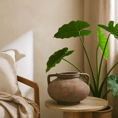 The Range Meadowhaze Pelike Stoneware Vase with Handles Soft - Brown