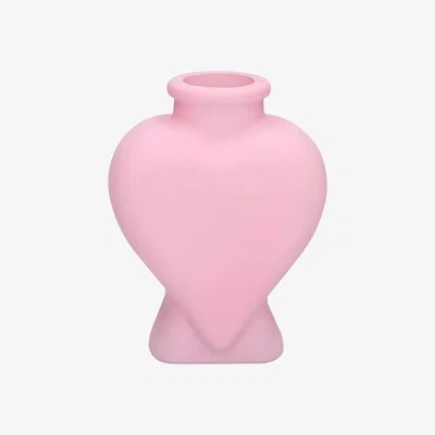 The Range Glass Heart Shaped Vase 18.5cm - Matt Pink