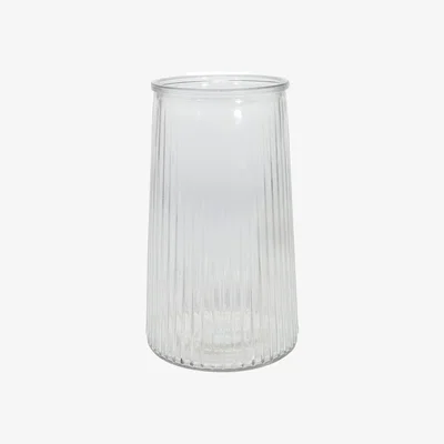 The Range Ribbed Graduated Glass Vase - Clear