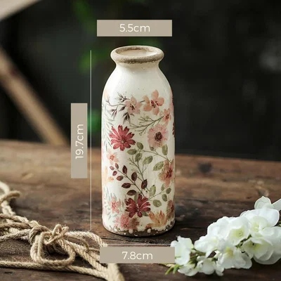 The Range Ceramic Flower Vase With Floral Design - Pink