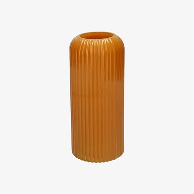 The Range Glass Ribbed Cylinder Flower Vase - Ochre