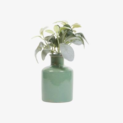 The Range Frosted Leaf in Reactive Glaze Vase - Green