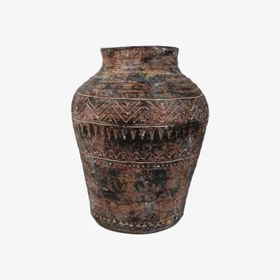 The Range Aztec Large Composite Textured Vase Composite Plant Pot - Brown