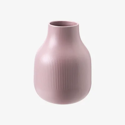 The Range Ceramic Bulbous Shape Ribbed Vase - Pink