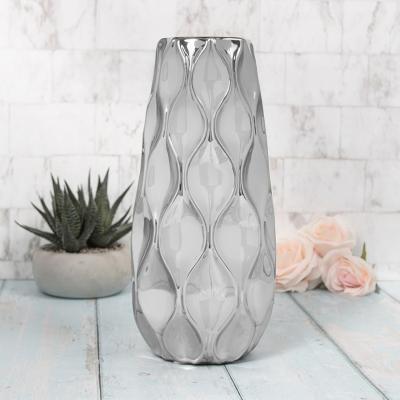 The Range Ceramic Wave Silver Vase - Silver