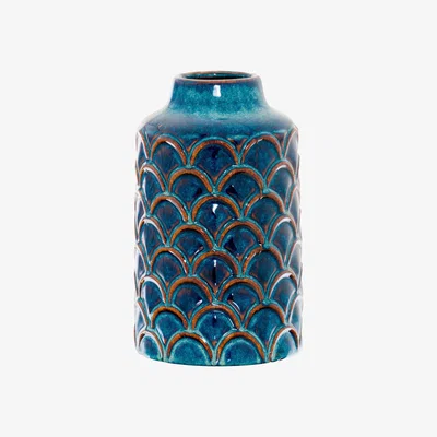 The Range Stephen Collection Scalloped Indigo Vase - Aqua