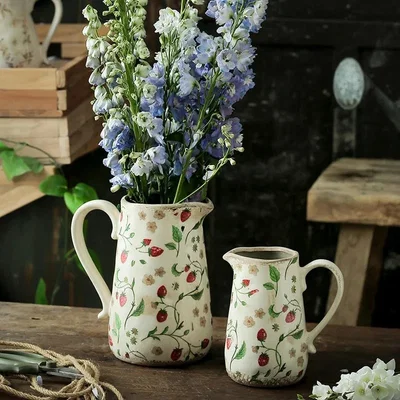 The Range Strawberry Ceramic Vase Flowers With Handle - Red / 17.8cm
