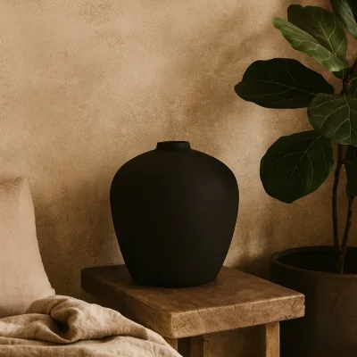 The Range Laurelwood Matt Ceramic Floor Vase Tall - Black
