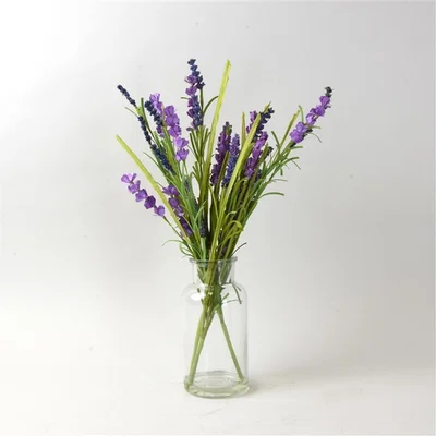 The Range Lavender Arrangement In A Glass Vase - Green