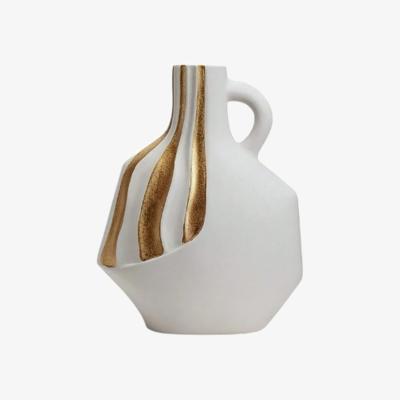 The Range Striped Art Flower Vase - White / 16.5cm