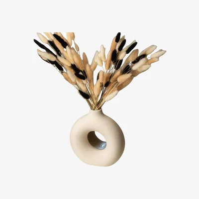 The Range Donut Shaped Round Ceramic Vase - Cream