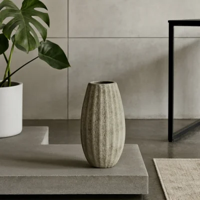 The Range Vale of Lilies Medium Grey Aged Ceramic Vase - Light Grey