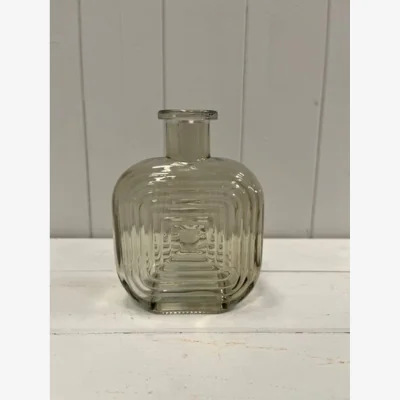 The Range Smokey Brown Square Glass Bottle with Ribbed Design - Brown